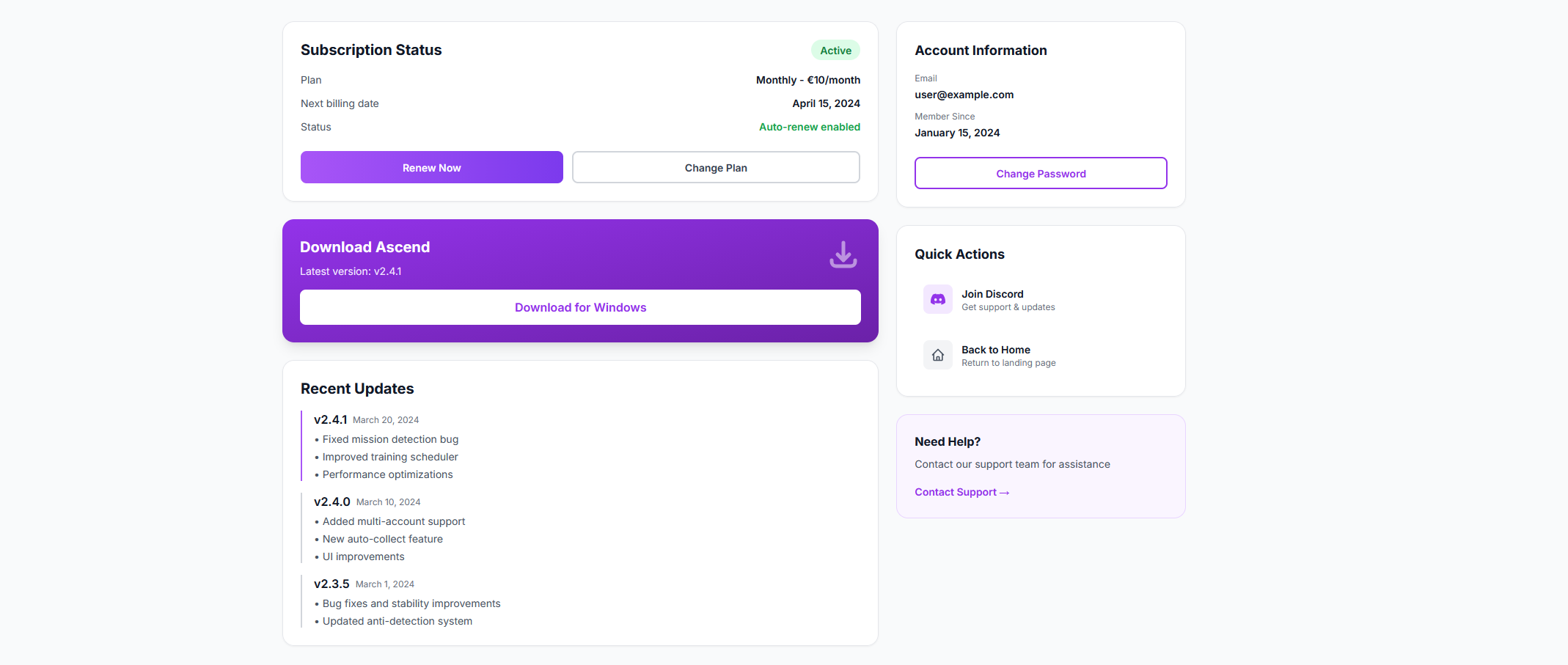 Ascend Dashboard